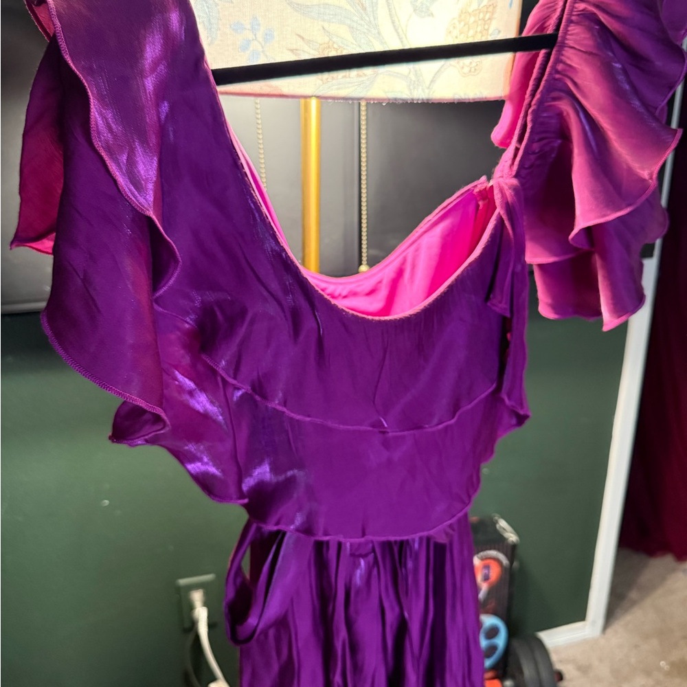 Purple Pink Ruffled Dress